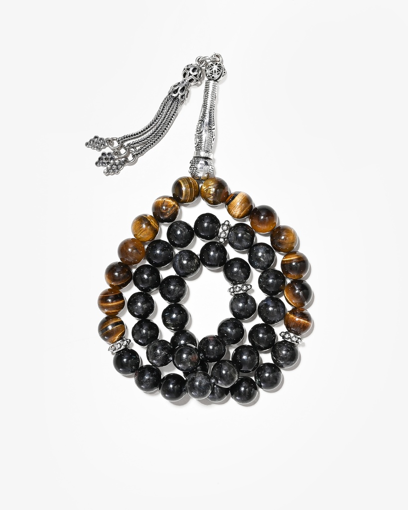 Tiger's Eye and Astrophyllite Stone Rosary ROS5488MC