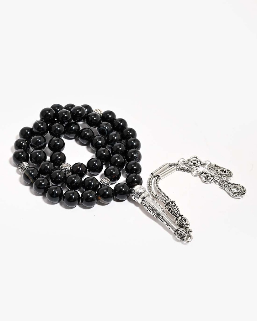 Black Agate Veined Rosary ROS5493BK