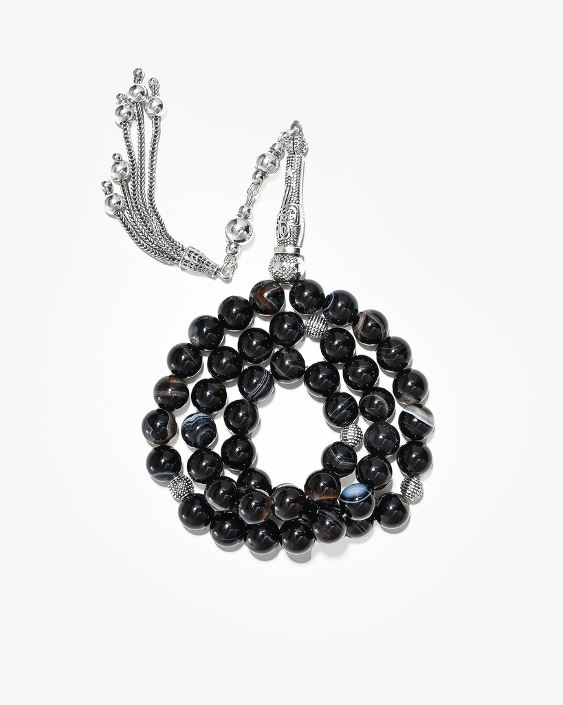 Black Agate Veined Rosary ROS5493BK