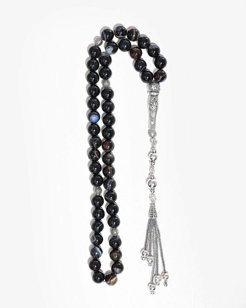 Black Agate Veined Rosary ROS5493BK