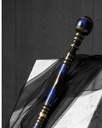 Ibanus crutch stick decorated with lapis lazuli and natural shell
