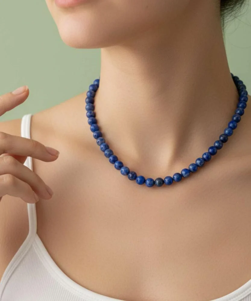 Natural lapis lazuli women's necklace WNEC183BL