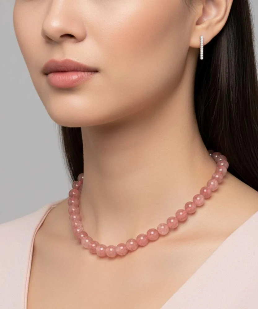 Women's necklace natural strawberry stone WNEC193PK