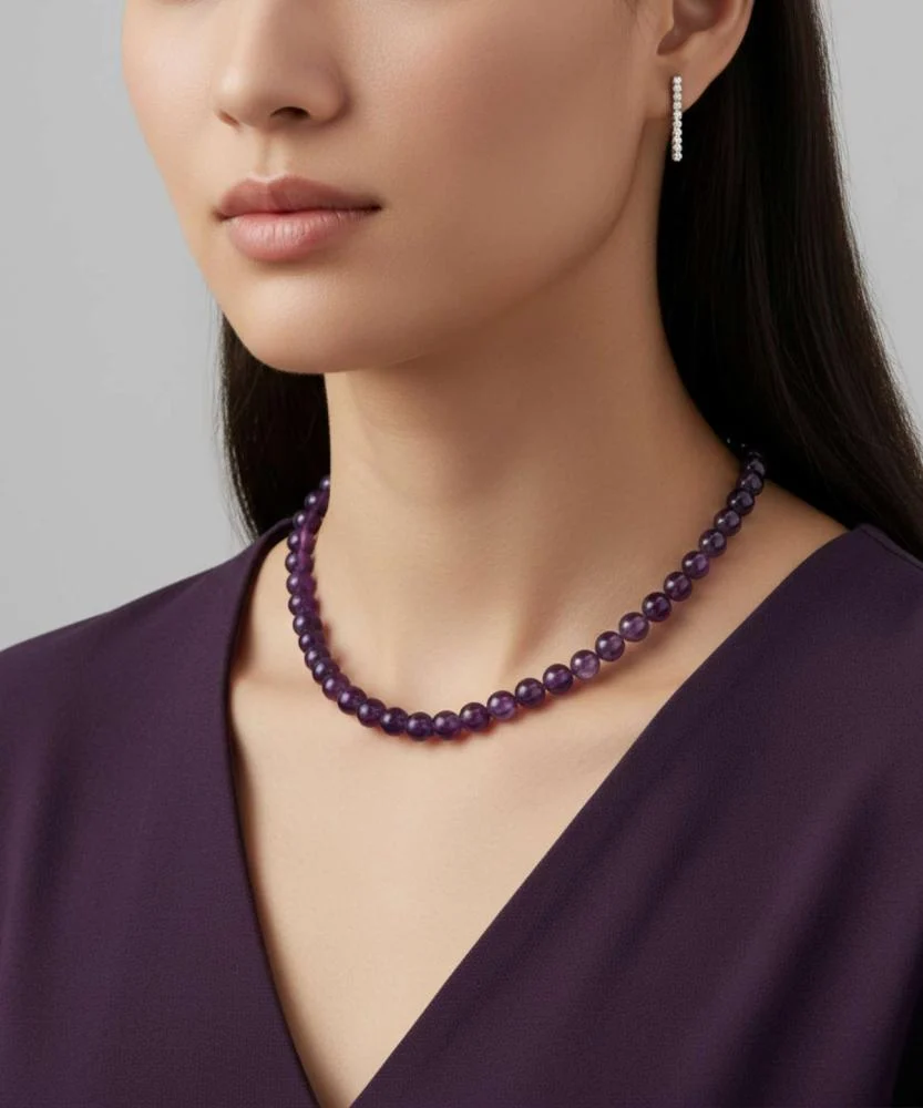 Women's necklace with amethyst stone WNEC196PR