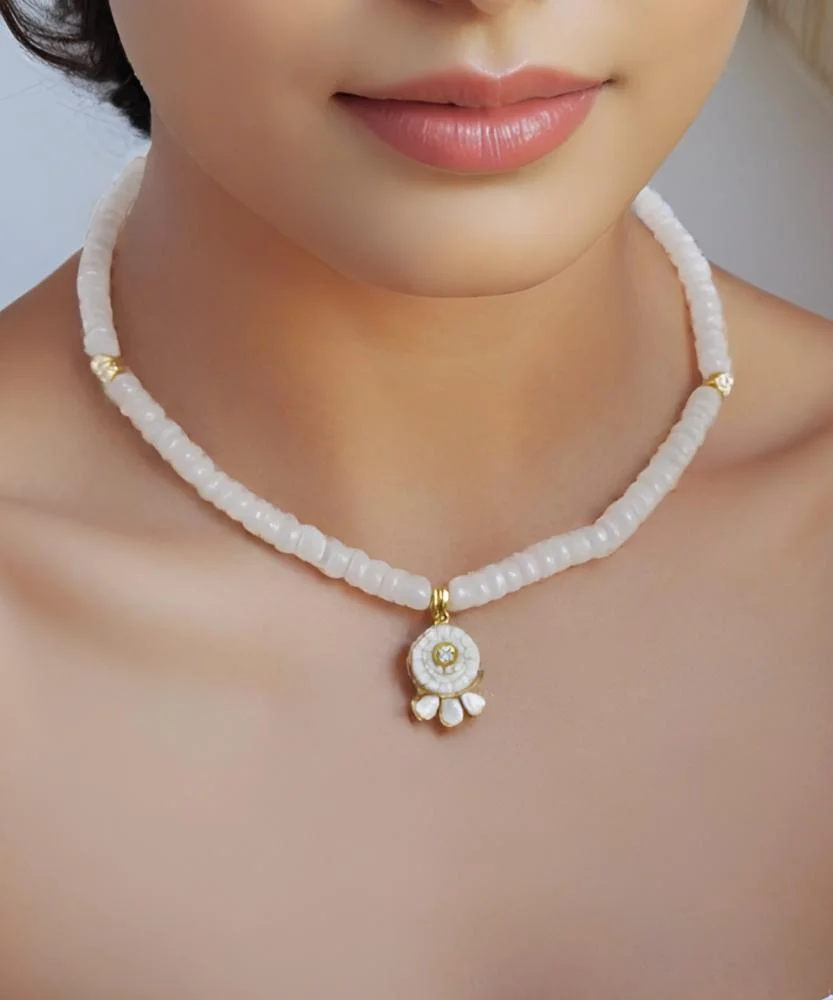 Women's necklace, jade stone WNEC135WH