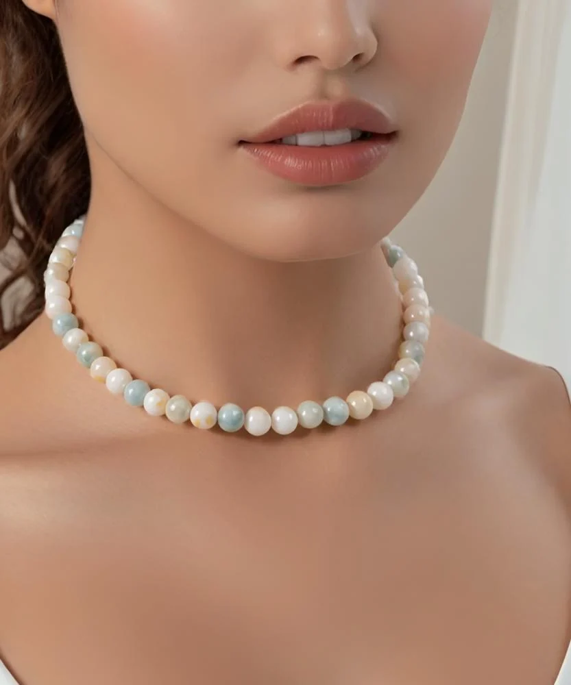سلسلة أمازونيت طبيعي ملون نسائي فاخر