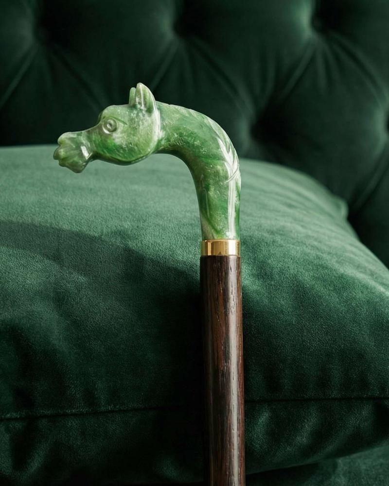 عصا عكاز راس الحصان خشب فينجي طبيعي