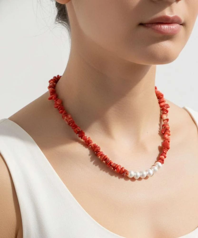 Red coral and pearl WNEC319RD