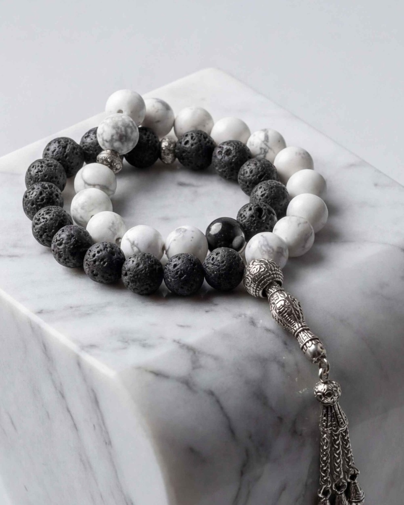 سبحة حجر لافا وهولايت انيق