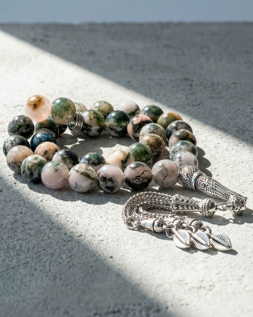 Natural agate stone rosary ROS8110GN