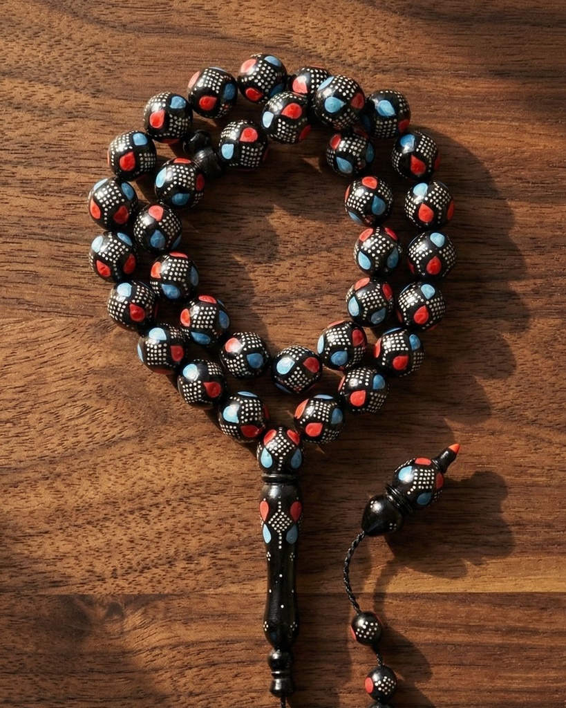 Coral and turquoise silver rosary ROS5460MC