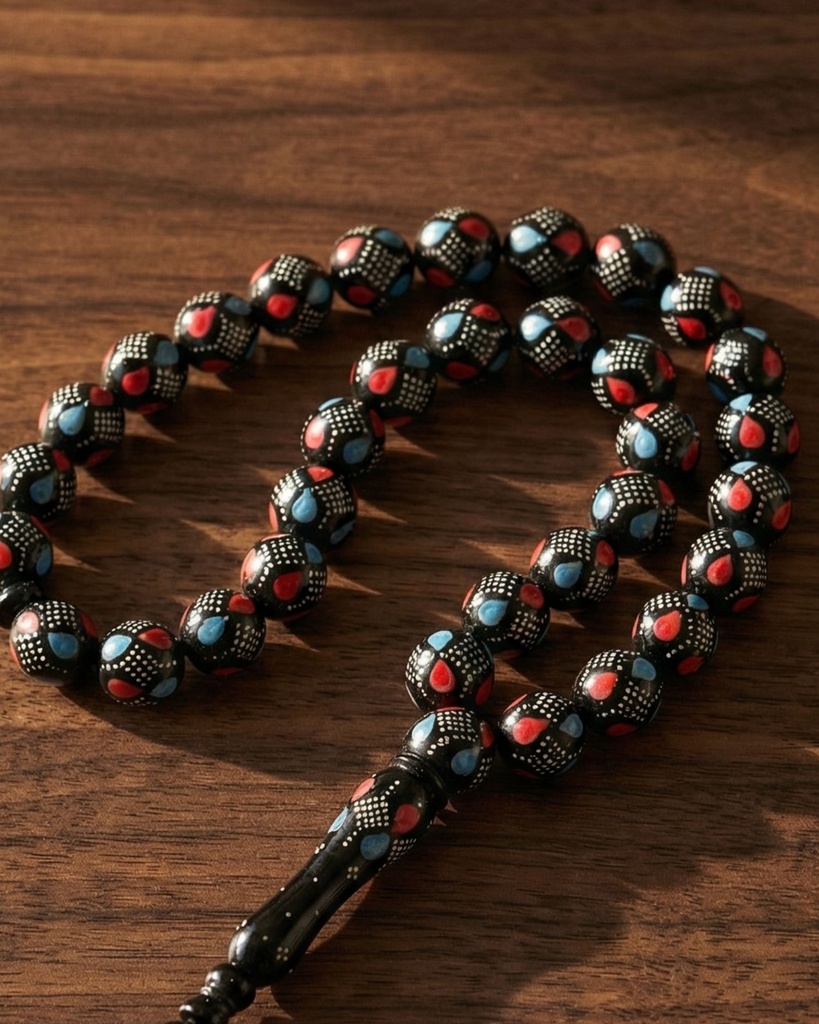 سبحة نادرة يسر طبيعي بني غامق