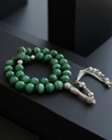 Silver rosary malachite stone ROS3116GN