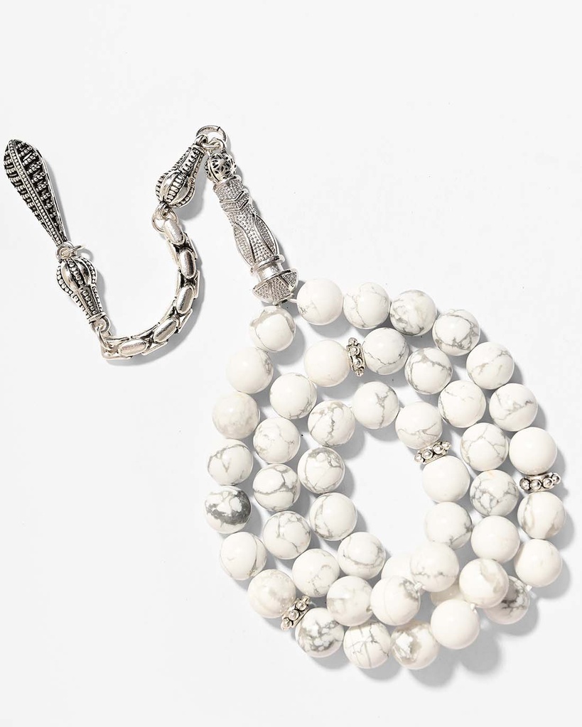 Silver rosary with buffalo stone ROS5535WH