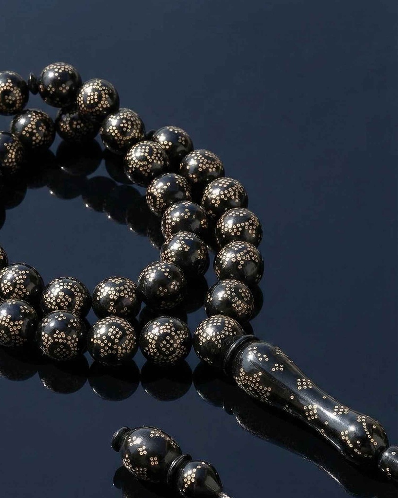 سبحة فاخرة كوك طبيعي منقوش بالفضة