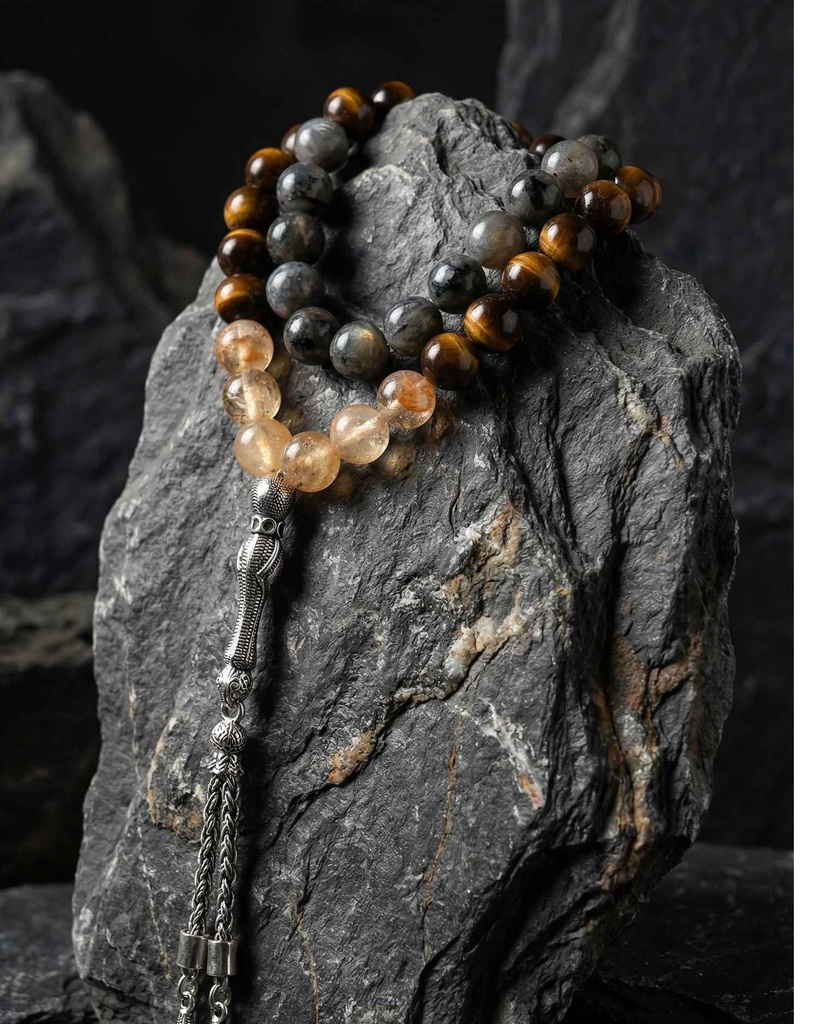  Rosary labradorite stone tiger's eye & citrine ROS3110MC 