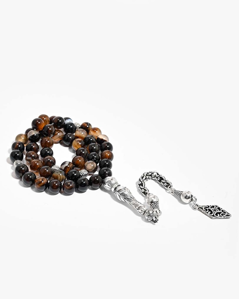 Agate stone rosary with veins ROS5538BN