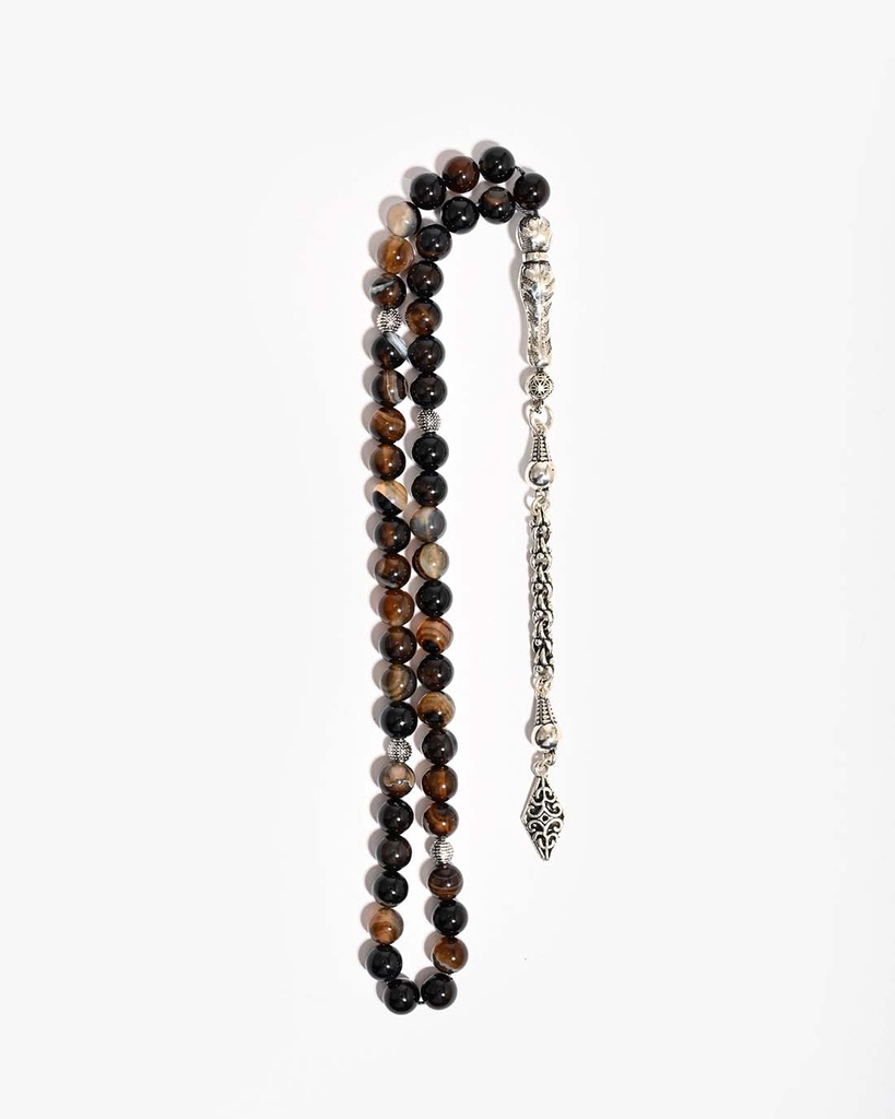 Agate stone rosary with veins ROS5538BN