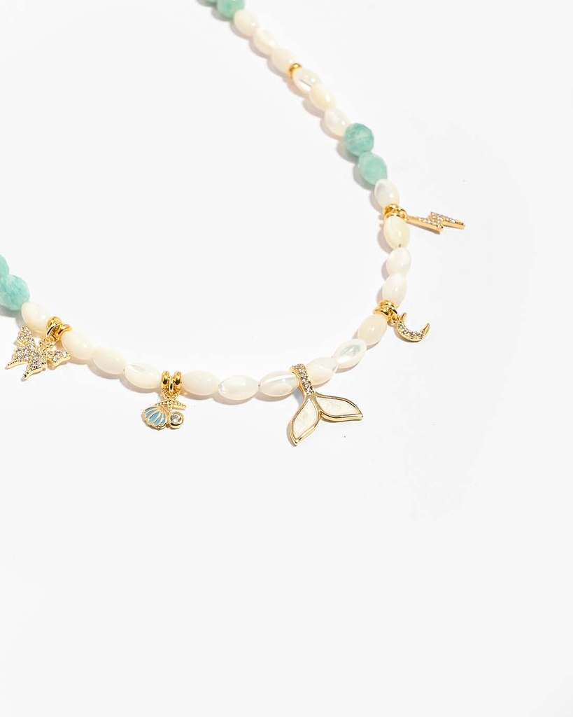 Aquamarine Stone and Shell WNEC326MC