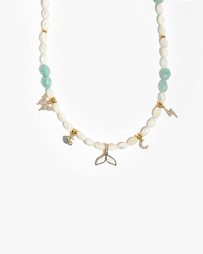 Aquamarine Stone and Shell WNEC326MC