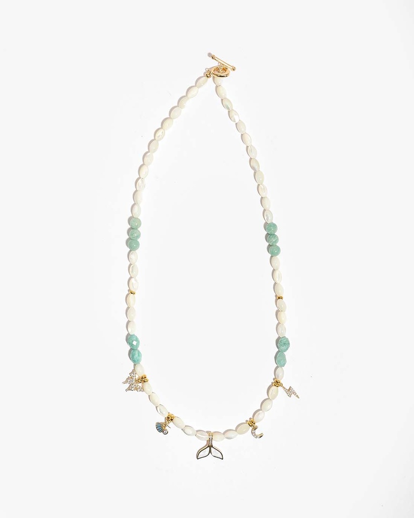 Aquamarine Stone and Shell WNEC326MC