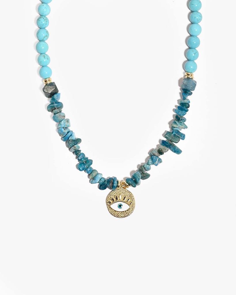 Turquoise and apatite stones WNEC334LL