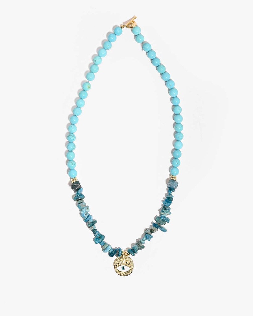 Turquoise and apatite stones WNEC334LL