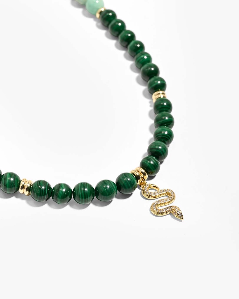 Malachite and aquamarine stone WNEC336GN