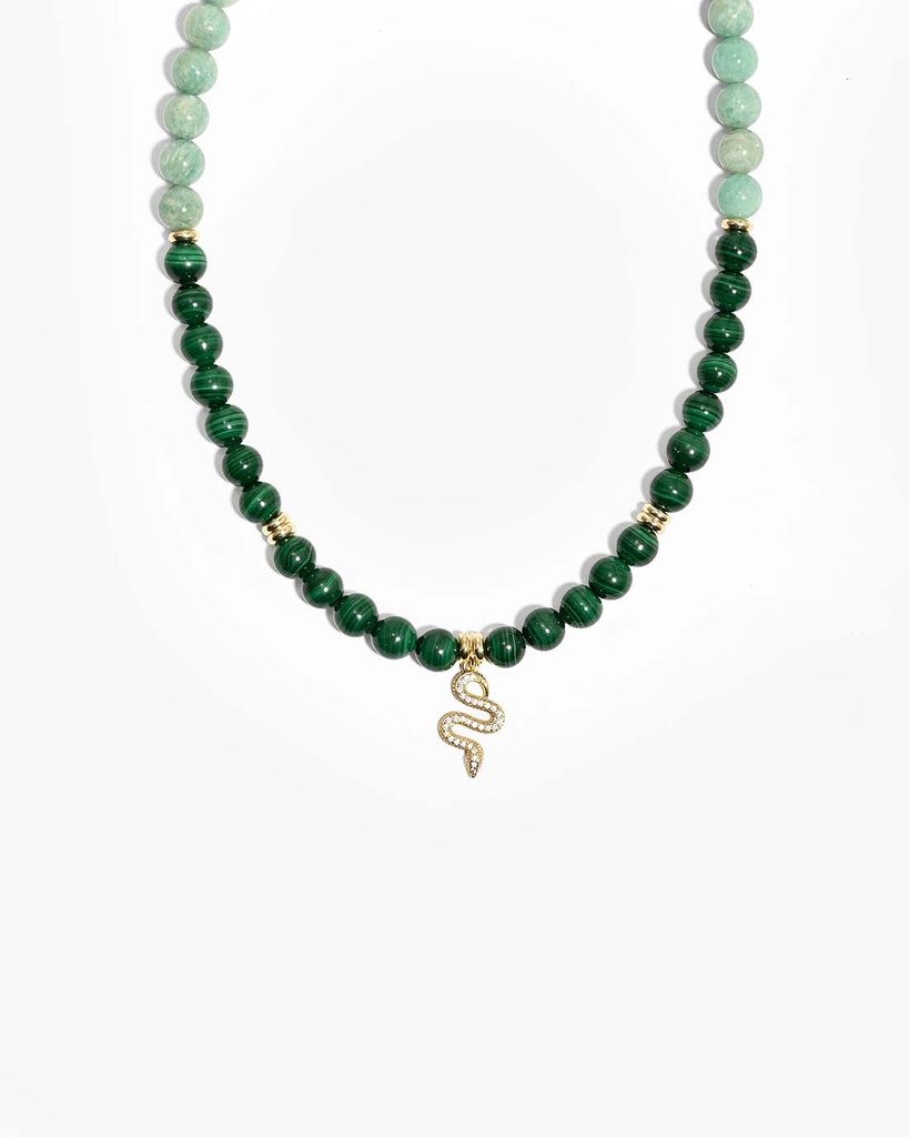 Malachite and aquamarine stone WNEC336GN