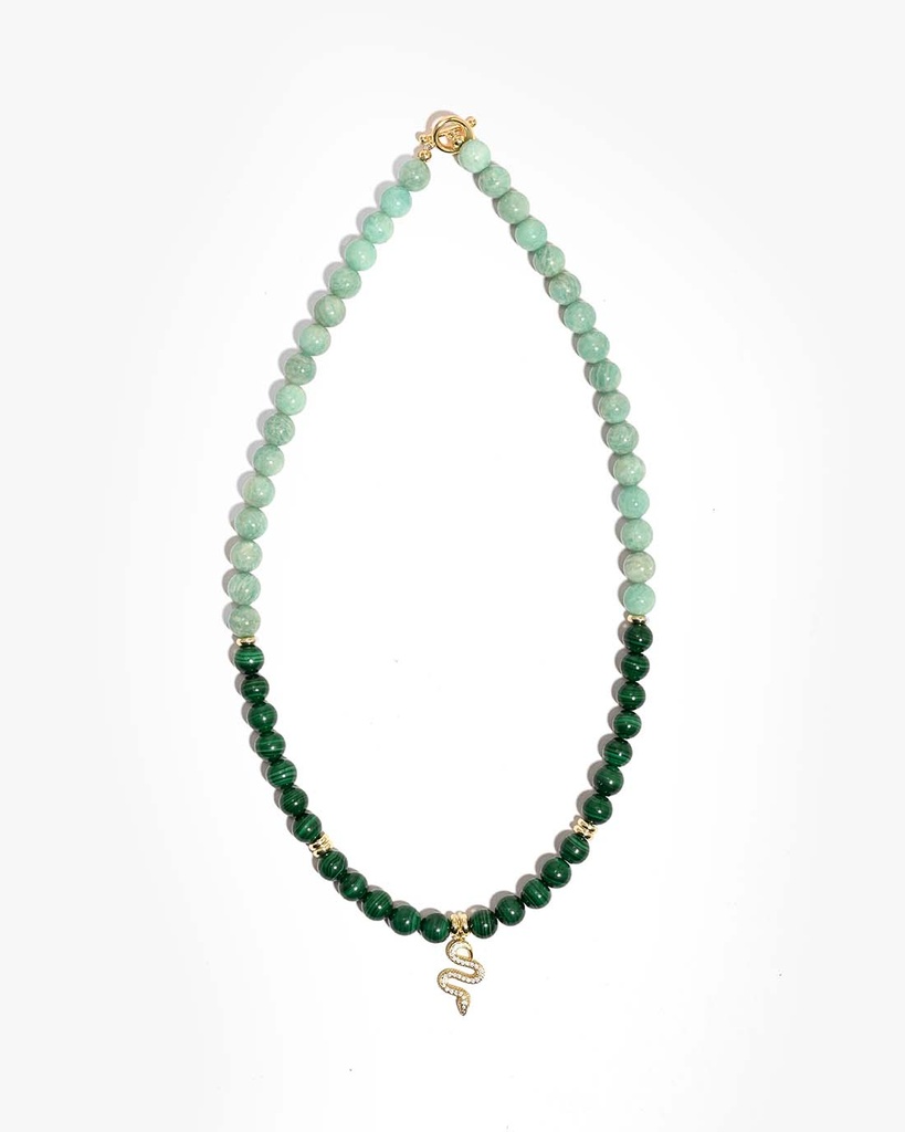 Malachite and aquamarine stone WNEC336GN