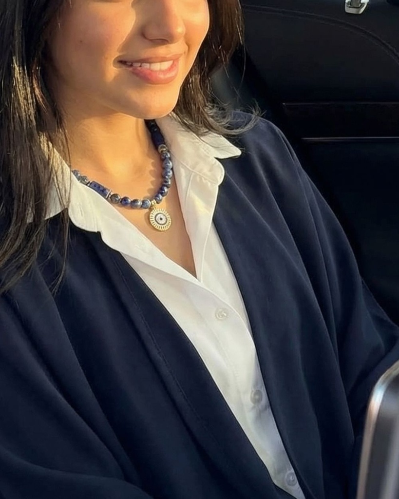 سلسلة نسائي بحجر اللازورد الأزرق الفاخر