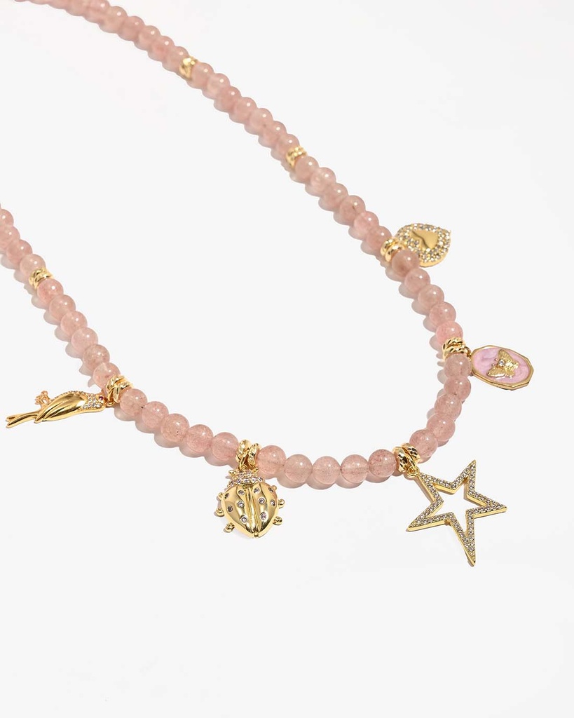 سلسلة ستروبيري كوارتز طبيعي وردي أنيق