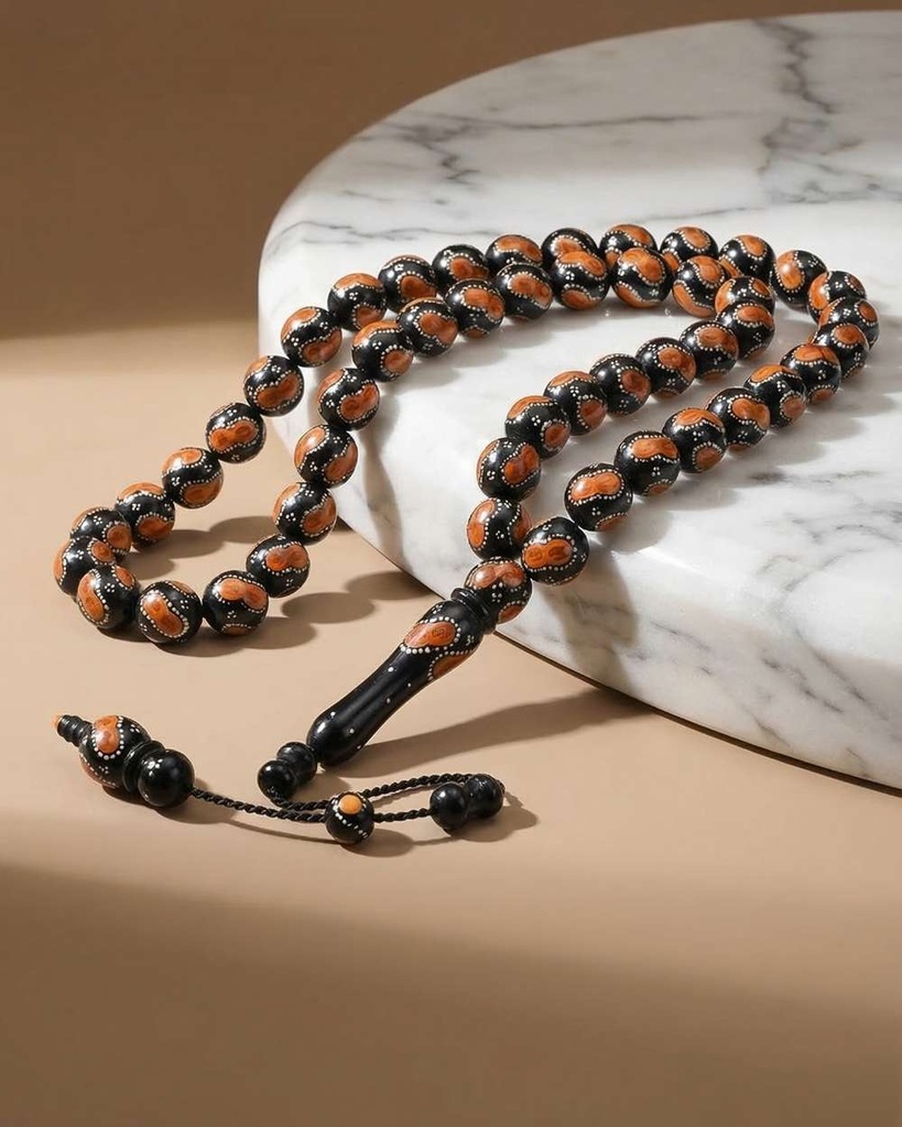 A sophisticated silver-inlaid Kok rosary ROS5418OR