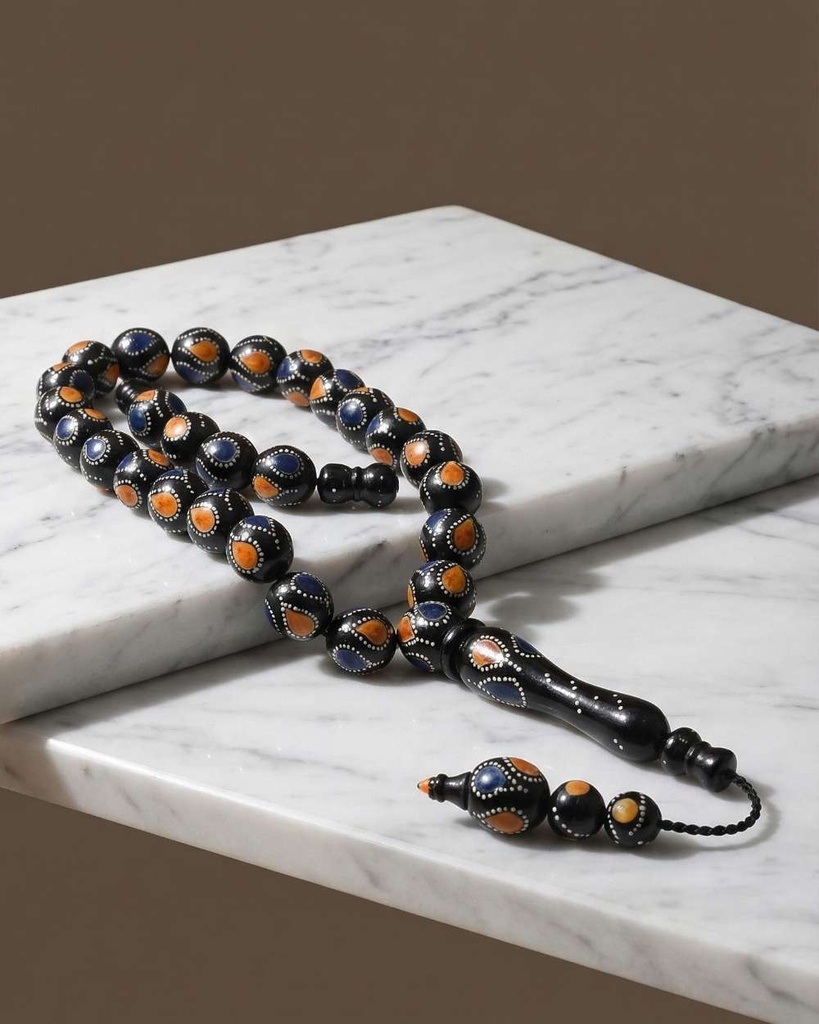 A sophisticated silver-inlaid Kok rosary ROS5416MC