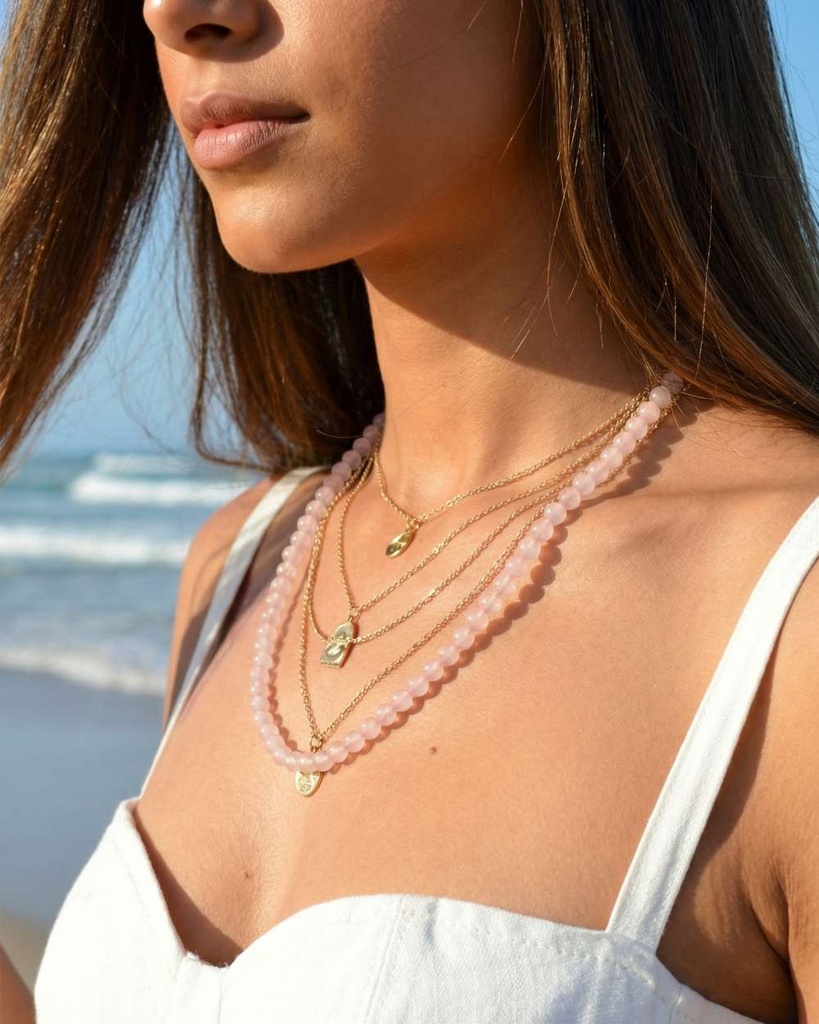 Pink rose necklace WNEC262PK