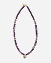 Natural Amethyst Beaded Necklace with Gold Heart Pendant