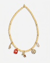 Natural Aventurine Women's Necklace with Gold Charms and Spacers