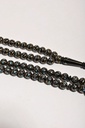 Natural Coco Wood Prayer Beads with Turquoise Brass Inlay 33 Beads