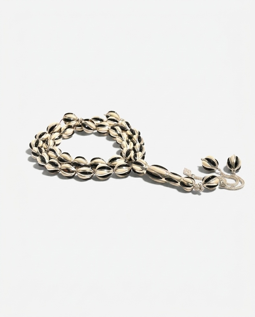 Luxury Ivory and Yusr Prayer Beads 33 Bead with Sterling Silver Tassel