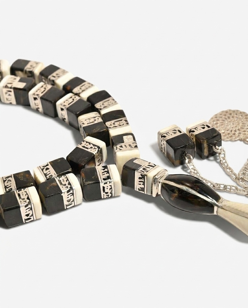 Natural Ivory & Yussr 33-Bead Prayer Beads with 925 Silver