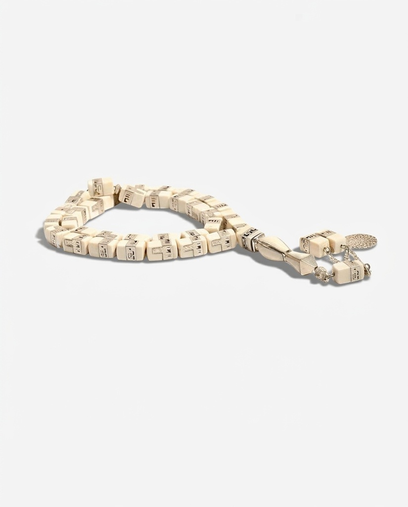 Natural African Ivory 33-Bead Prayer Beads Sterling Silver 925