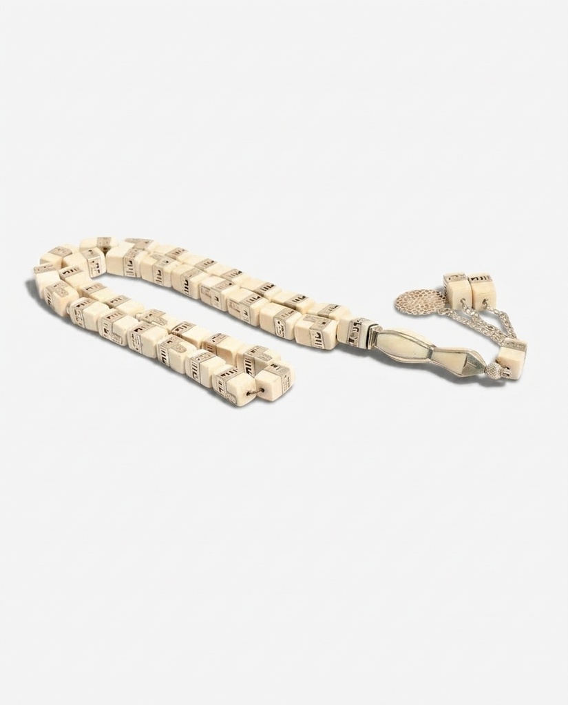 Natural African Ivory 33-Bead Prayer Beads Sterling Silver 925