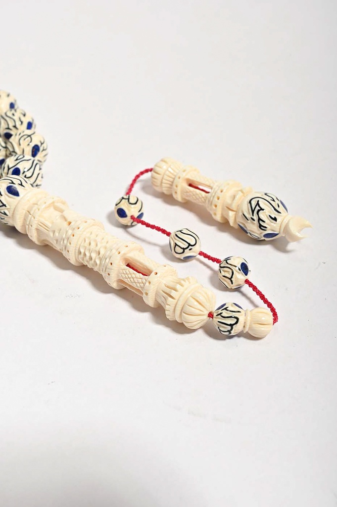 Natural Ivory 99 Names of Allah Prayer Beads 33 Count Handcrafted