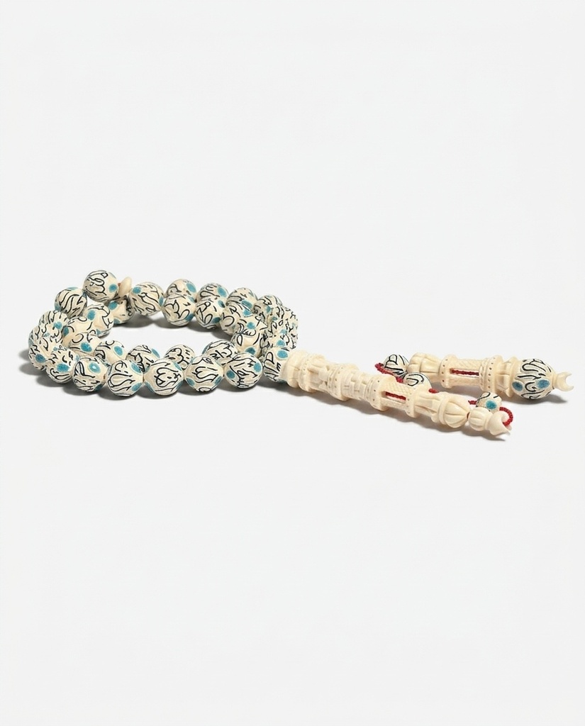 Ivory 99 Names of Allah Prayer Beads 33 Beads Handmade