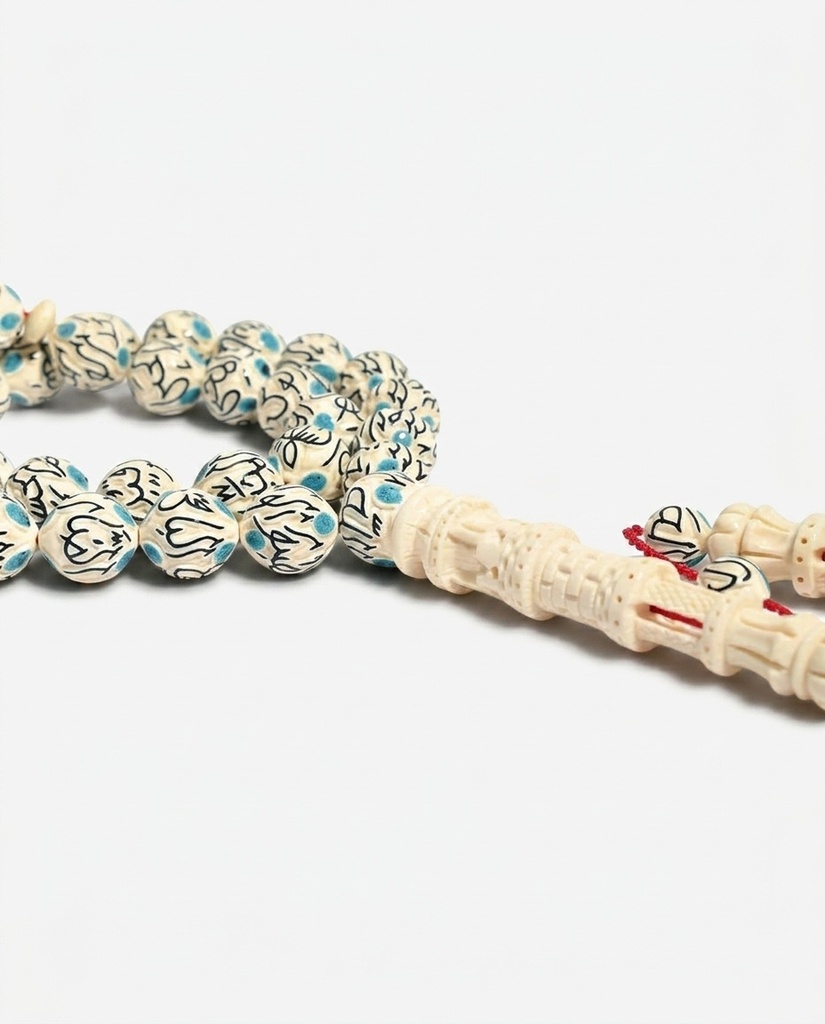 Ivory 99 Names of Allah Prayer Beads 33 Beads Handmade