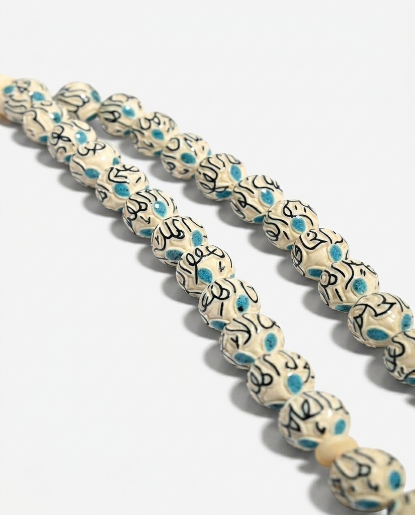 Ivory 99 Names of Allah Prayer Beads 33 Beads Handmade