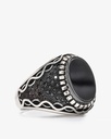 Agate black silver men ring RING002BK