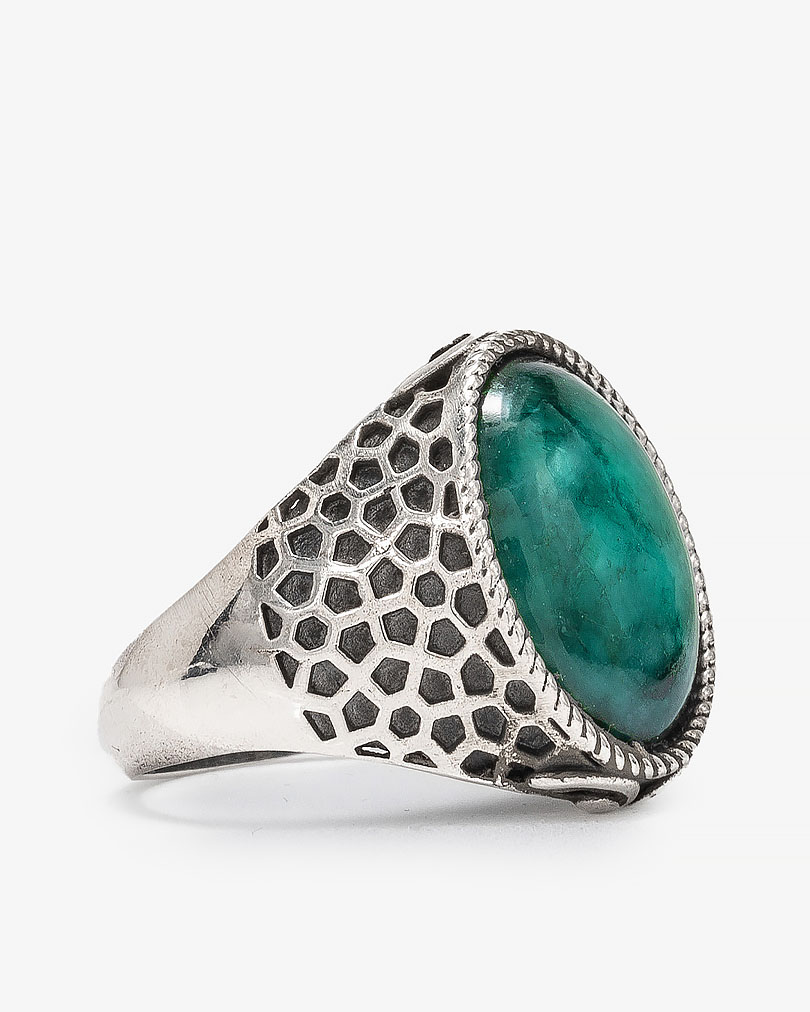 Amethyst green silver men ring RING003GN