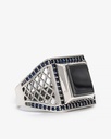 Agate Stone Men Silver Ring RING016BK