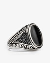 Agate Stone Silver Men Ring RING037BK
